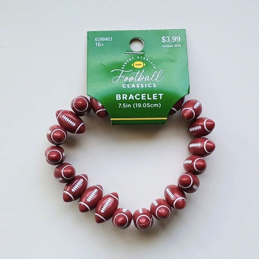 Robert Stanley Football Classics Bead Bracelet 7.5" NEW on Card